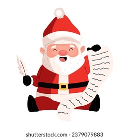 santa claus with wish list illustration