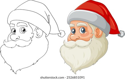 Santa Claus with and without color