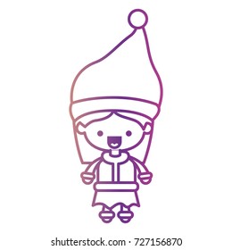 santa claus woman cartoon full body face happiness expression on gradient color silhouette from yellow to fuchsia vector illustration
