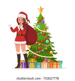 Santa Claus woman character vector design for christmas. Presentation in various action. 