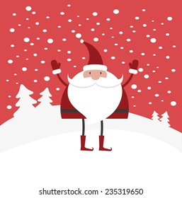 Santa Claus in the woods where there is snow illustration