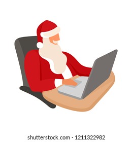 Santa Claus at work. Christmas vector illustration