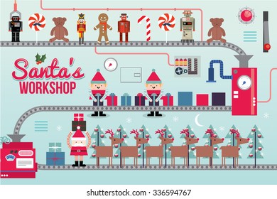 Santa Claus Workshop Vector/illustration