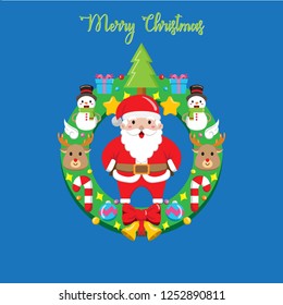 Santa Claus with wreath, Flat Design Style Eps 10. 10