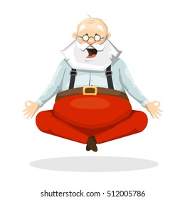 Santa Claus Yogi. Sitting in yoga posture