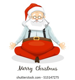 Santa Claus Yogi. Sitting in yoga posture