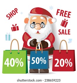 Santa Claus,Christmas sale,free,shopping vector