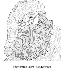 
Santa Claus.Coloring book antistress for children and adults. Illustration isolated on white background.Black and white drawing.Zen-tangle style.