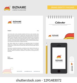 Santa clause cap Business Letterhead, Calendar 2019 and Mobile app design vector template