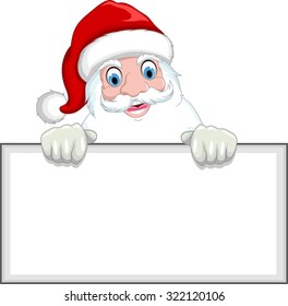Santa clause cartoon holding blank sign