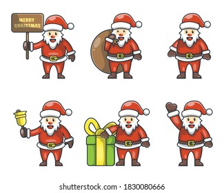 Santa Clause Cartoon Vector Illustration Design. Fruit Icon Concept. Flat Cartoon Style Suitable for Web Landing Page, Banner, Sticker, Background