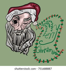 Santa clause with Christmas day and text merry Christmas
