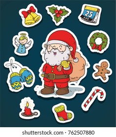 santa clause and christmas sticker or patch