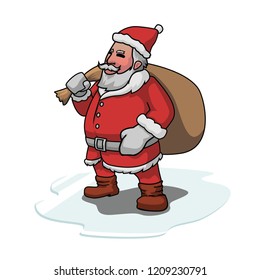 Santa Clause colored Illustration vector art cartoon Christmas eve character
