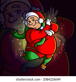 The santa clause is dancing esport mascot design of illustration
