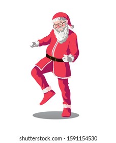 santa clause is dancing happily vector_ klaus illustration with white background