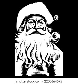 santa clause drawing hand drawn vector black and white clip art
