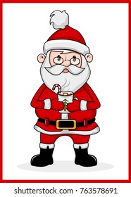 Santa Clause drinking hot chocolate