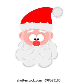 Santa clause face with beard and hat