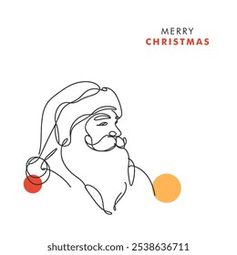 Santa Clause Face Creative Continuous Line Art Vector for Christmas Greeting
