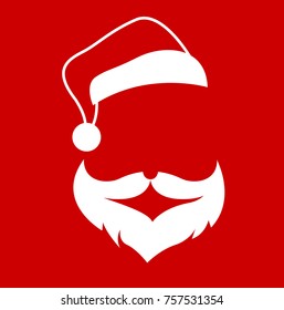 santa clause face hat and beard mustache