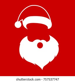 santa clause face hat and beard mustache