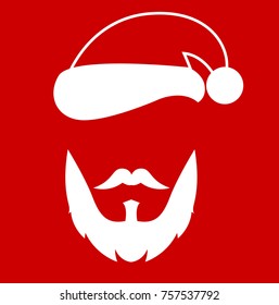 santa clause face hat and beard mustache