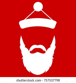santa clause face hat and beard mustache