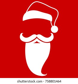 santa clause face hat and beard mustache