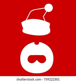 santa clause face hat and beard mustache