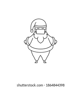 Santa clause a face mask simple thin line icon vector illustration