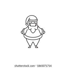 Santa clause a face mask simple thin line icon vector illustration