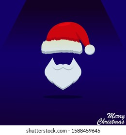 Santa Clause Flat Design with Merry Christmas Typography