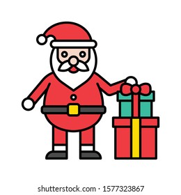 santa clause and gift boxes vector in filled design