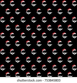 santa clause hat and beard seamless pattern