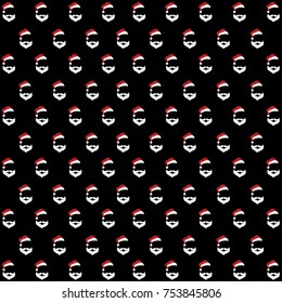 santa clause hat and beard seamless pattern