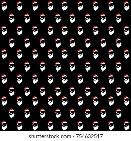 santa clause hat and beard seamless pattern