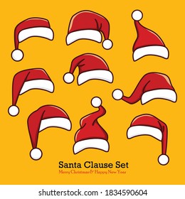 Santa Clause Hat Set  Background Orange Illustration