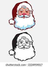 Santa Clause head in full color or black and white