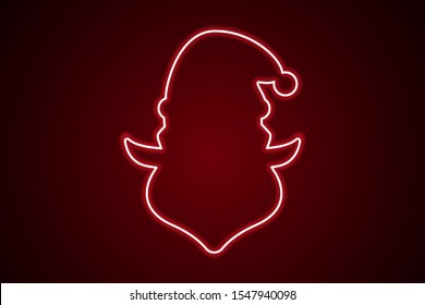 Santa clause head in neon light design. 