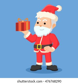 santa clause holding a gift