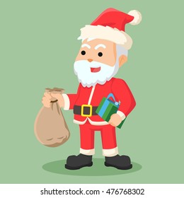 santa clause holding sack of gift