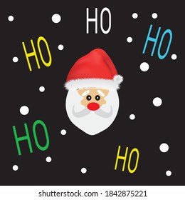 Santa Clause icon on black background, seamless pattern, vector