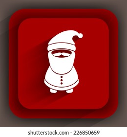 Santa Clause Icon. White Santa Icon on Red Background.