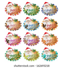 Santa Clause Labels - Isolated On White Background - Vector Illustration, Graphic Design Editable For Your Design
