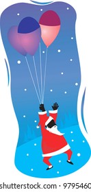  Santa clause landing with balloons	