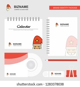 Santa clause Logo, Calendar Template, CD Cover, Diary and USB Brand Stationary Package Design Vector Template