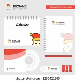Santa clause Logo, Calendar Template, CD Cover, Diary and USB Brand Stationary Package Design Vector Template