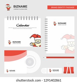 Santa clause  Logo, Calendar Template, CD Cover, Diary and USB Brand Stationary Package Design Vector Template