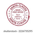 Santa Clause main post office North Pole grunge rubber stamp design with white background